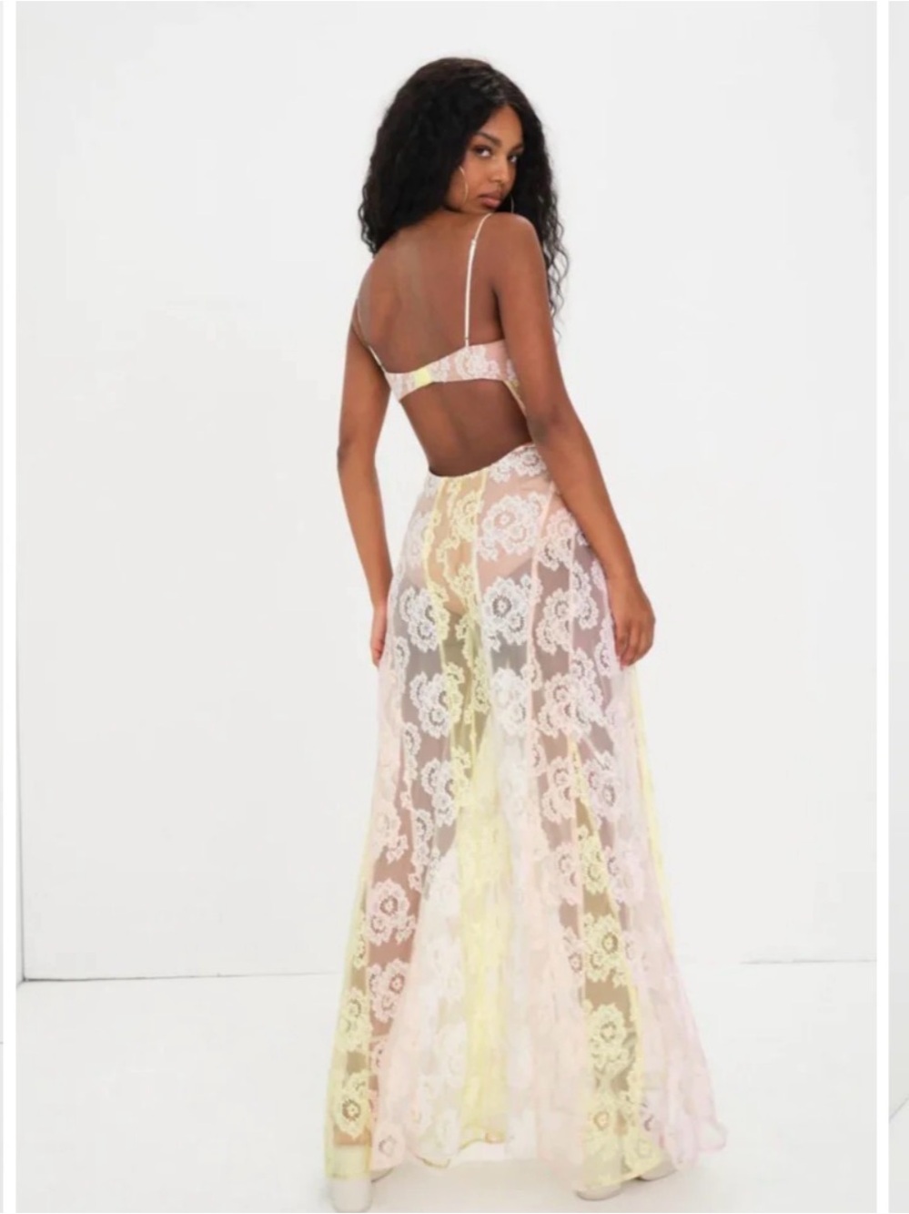 For Love & Lemons Blossom Maxi Dress Multi Pastel Lace XS NWT Sold Out Revolve - Picture 7 of 8